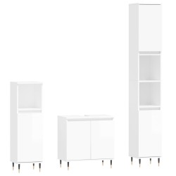 vidaXL Set de muebles baño 3 pzas madera contrachapada blanco brillo