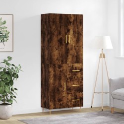 vidaXL Aparador alto madera contrachapada roble ahumado 69,5x34x180 cm