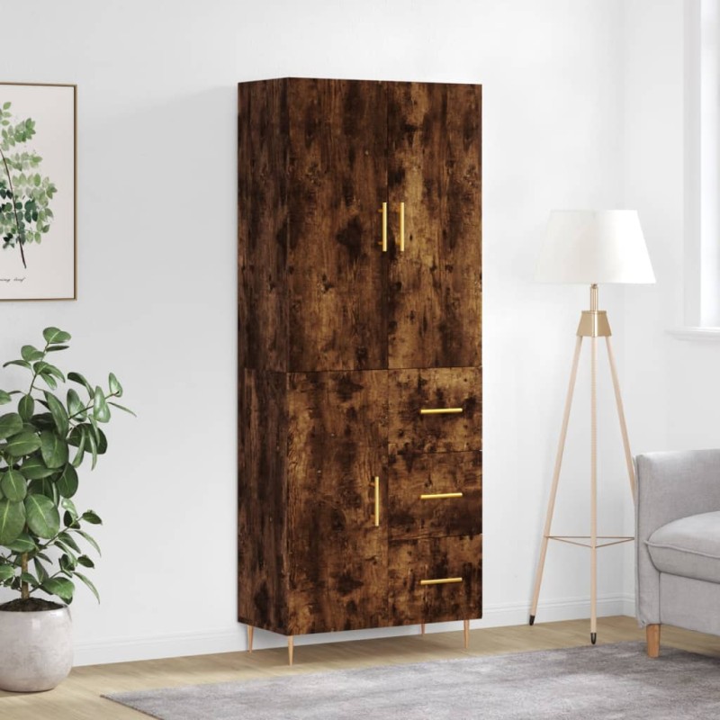 vidaXL Aparador alto madera contrachapada roble ahumado 69,5x34x180 cm vidaXL Aparador alto madera contrachapada roble ahumado 69,5x34x180 cm