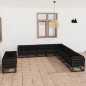 vidaXL Set de muebles de jardín 11 pzas con cojines madera pino negro vidaXL Set de muebles de jardín 11 pzas con cojines madera pino negro