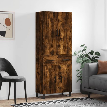 vidaXL Aparador alto madera contrachapada roble ahumado 69,5x34x180 cm