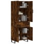 vidaXL Aparador alto madera contrachapada roble ahumado 69,5x34x180 cm