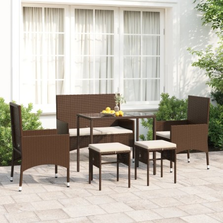 vidaXL Set muebles de jardín 6 piezas y cojines ratán sintético marrón