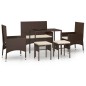 vidaXL Set muebles de jardín 6 piezas y cojines ratán sintético marrón vidaXL Set muebles de jardín 6 piezas y cojines ratán sintético marrón