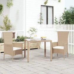 vidaXL Sillas de jardín con cojines 2 unidades ratán sintético beige