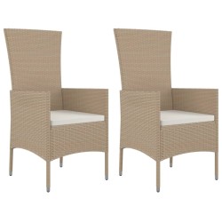 vidaXL Sillas de jardín con cojines 2 unidades ratán sintético beige