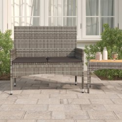 vidaXL Banco de jardín de 2 plazas con cojines ratán sintético gris