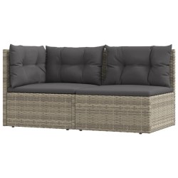 vidaXL Set de muebles de jardín 2 pzas cojines ratán sintético gris