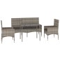 vidaXL Set de muebles de jardín 4 pzas y cojines ratán sintético gris vidaXL Set de muebles de jardín 4 pzas y cojines ratán sintético gris