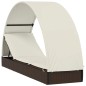 vidaXL Tumbona con toldo redondo ratán sintético marrón 211x57x140cm vidaXL Tumbona con toldo redondo ratán sintético marrón 211x57x140cm
