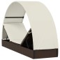 vidaXL Tumbona con toldo redondo ratán sintético marrón 211x57x140cm vidaXL Tumbona con toldo redondo ratán sintético marrón 211x57x140cm