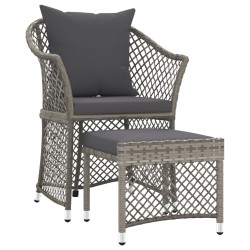 vidaXL Set de muebles de jardín 2 pzas cojines ratán sintético gris