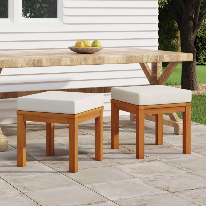 vidaXL Taburetes de jardín con cojines 2 uds madera acacia 40x40x42 cm vidaXL Taburetes de jardín con cojines 2 uds madera acacia 40x40x42 cm