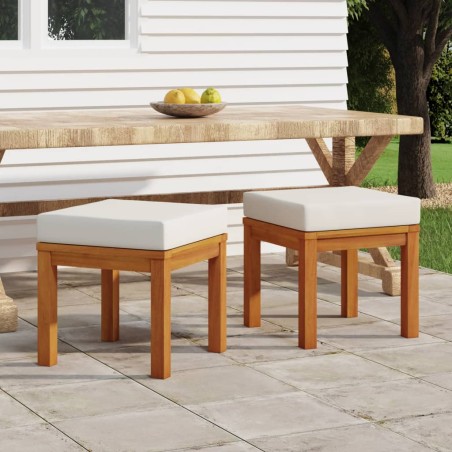 vidaXL Taburetes de jardín con cojines 2 uds madera acacia 40x40x42 cm