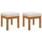 vidaXL Taburetes de jardín con cojines 2 uds madera acacia 40x40x42 cm vidaXL Taburetes de jardín con cojines 2 uds madera acacia 40x40x42 cm