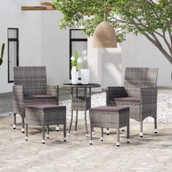 vidaXL Juego de muebles de jardín 5 piezas ratán sintético gris
