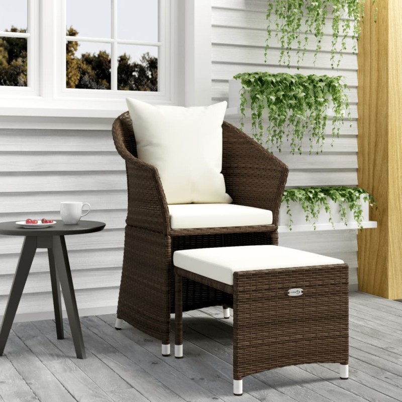 vidaXL Set muebles de jardín 2 piezas y cojines ratán sintético marrón vidaXL Set muebles de jardín 2 piezas y cojines ratán sintético marrón