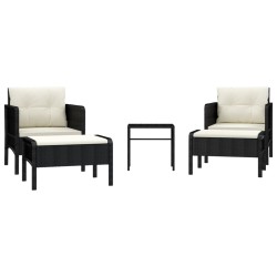 vidaXL Set de muebles de jardín 5 pzas y cojines ratán sintético negro