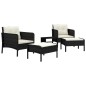 vidaXL Set de muebles de jardín 5 pzas y cojines ratán sintético negro vidaXL Set de muebles de jardín 5 pzas y cojines ratán sintético negro