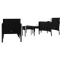 vidaXL Set de muebles de jardín 5 pzas y cojines ratán sintético negro vidaXL Set de muebles de jardín 5 pzas y cojines ratán sintético negro
