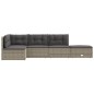 vidaXL Set de muebles de jardín 5 pzas y cojines ratán sintético gris vidaXL Set de muebles de jardín 5 pzas y cojines ratán sintético gris