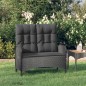 vidaXL Banco de jardín reclinable con cojines ratán PE negro 107 cm vidaXL Banco de jardín reclinable con cojines ratán PE negro 107 cm