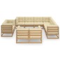 vidaXL Set de muebles de jardín 11 pzs cojines madera pino marrón miel vidaXL Set de muebles de jardín 11 pzs cojines madera pino marrón miel