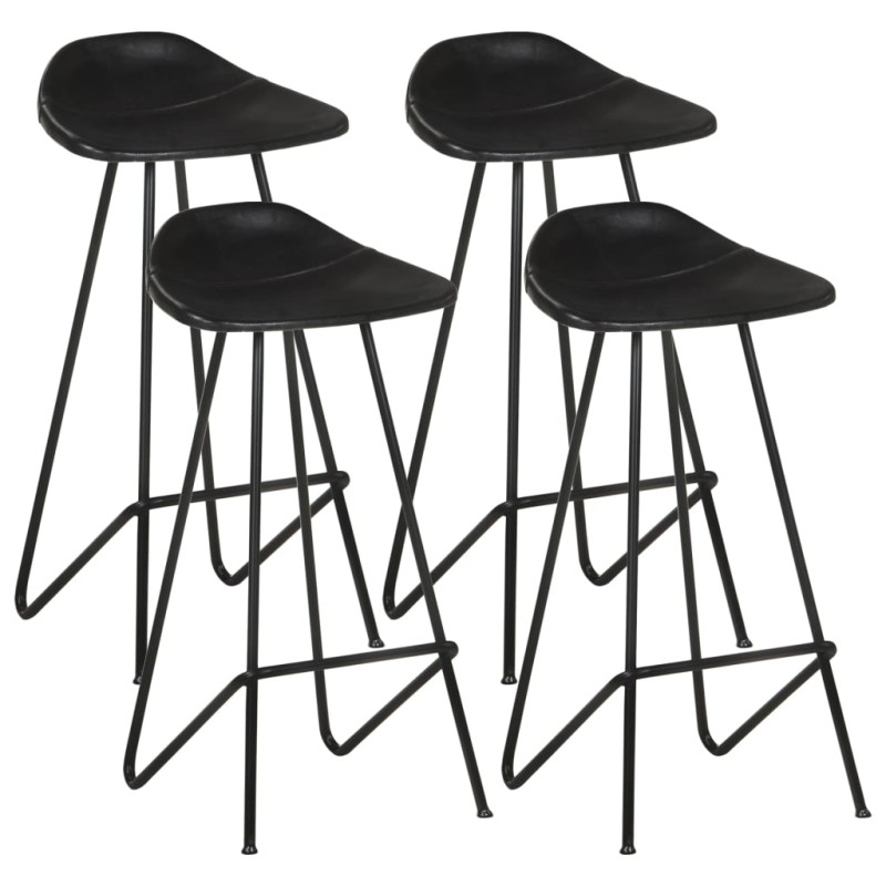 vidaXL Taburetes de cocina 4 unidades cuero auténtico negro vidaXL Taburetes de cocina 4 unidades cuero auténtico negro