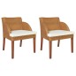 vidaXL Sillas de comedor con cojines 2 uds ratán natural marrón claro vidaXL Sillas de comedor con cojines 2 uds ratán natural marrón claro