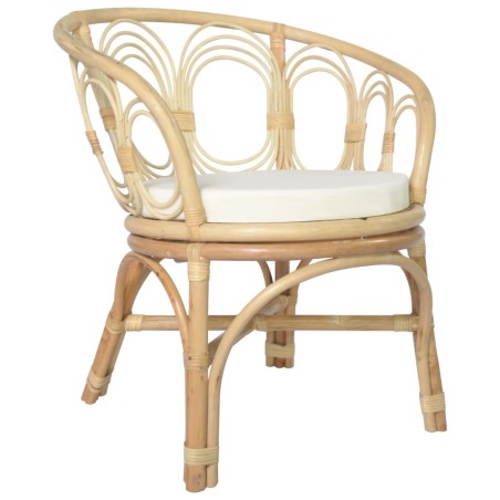 vidaXL Silla de comedor con cojín ratán natural y lino