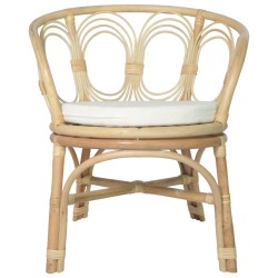 vidaXL Silla de comedor con cojín ratán natural y lino