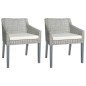 vidaXL Sillas de comedor con cojines 2 unidades ratán natural gris vidaXL Sillas de comedor con cojines 2 unidades ratán natural gris