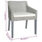 vidaXL Sillas de comedor con cojines 2 unidades ratán natural gris vidaXL Sillas de comedor con cojines 2 unidades ratán natural gris