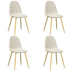 vidaXL Sillas de comedor 4 unidades terciopelo blanco crema