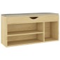 vidaXL Banco zapatero con cojín madera ingeniería sonoma 104x30x49 cm