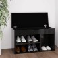 vividaXL Banco zapatero con cojín madera de ingeniería negro brillo vividaXL Banco zapatero con cojín madera de ingeniería negro brillo