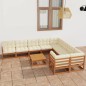 vidaXL Set de muebles de jardín 10 pzs cojines madera pino marrón miel vidaXL Set de muebles de jardín 10 pzs cojines madera pino marrón miel