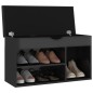 vividaXL Banco zapatero con cojín madera de ingeniería negro brillo vividaXL Banco zapatero con cojín madera de ingeniería negro brillo