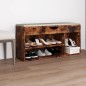 vidaXL Banco zapatero con cojín madera ingeniería roble ahumado vidaXL Banco zapatero con cojín madera ingeniería roble ahumado
