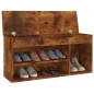 vidaXL Banco zapatero con cojín madera ingeniería roble ahumado vidaXL Banco zapatero con cojín madera ingeniería roble ahumado