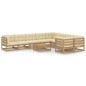 vidaXL Set de muebles de jardín 10 pzs cojines madera pino marrón miel vidaXL Set de muebles de jardín 10 pzs cojines madera pino marrón miel