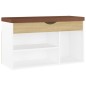 vidaXL Banco zapatero con cojín madera ingeniería blanco/roble sonoma vidaXL Banco zapatero con cojín madera ingeniería blanco/roble sonoma