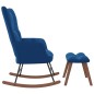 vidaXL Silla mecedora con reposapiés terciopelo azul vidaXL Silla mecedora con reposapiés terciopelo azul