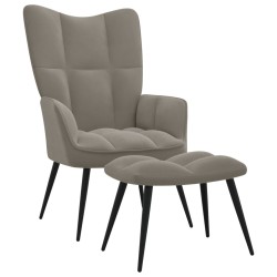 vidaXL Silla de relajación con reposapiés terciopelo gris claro
