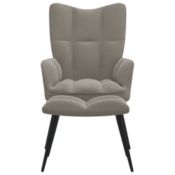 vidaXL Silla de relajación con reposapiés terciopelo gris claro