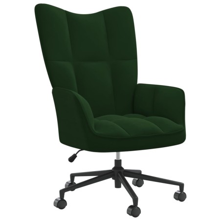 vidaXL Silla de relajación de terciopelo verde oscuro