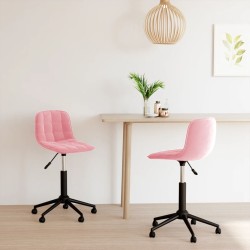 vidaXL Sillas de comedor giratorias 2 unidades de terciopelo rosa