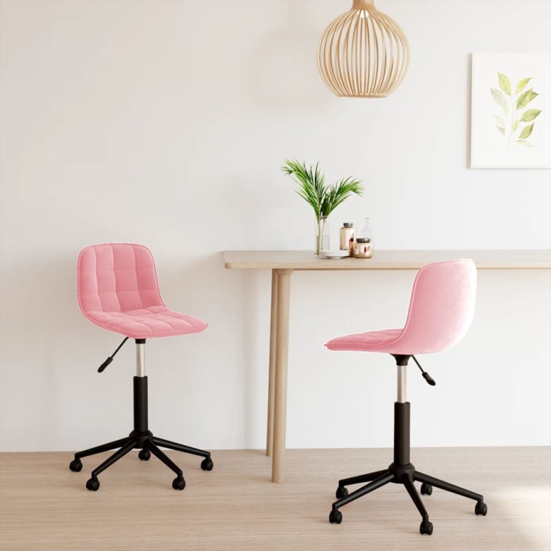 vidaXL Sillas de comedor giratorias 2 unidades de terciopelo rosa
