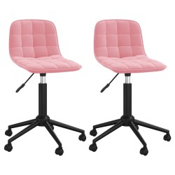 vidaXL Sillas de comedor giratorias 2 unidades de terciopelo rosa