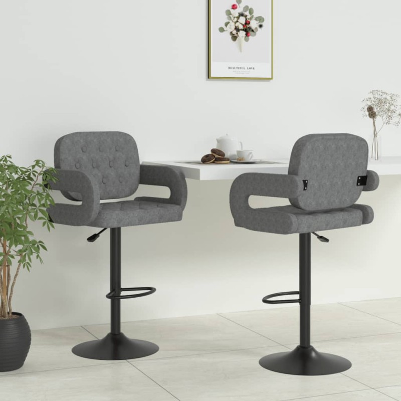 vidaXL Taburetes de cocina 2 unidades tela gris claro vidaXL Taburetes de cocina 2 unidades tela gris claro